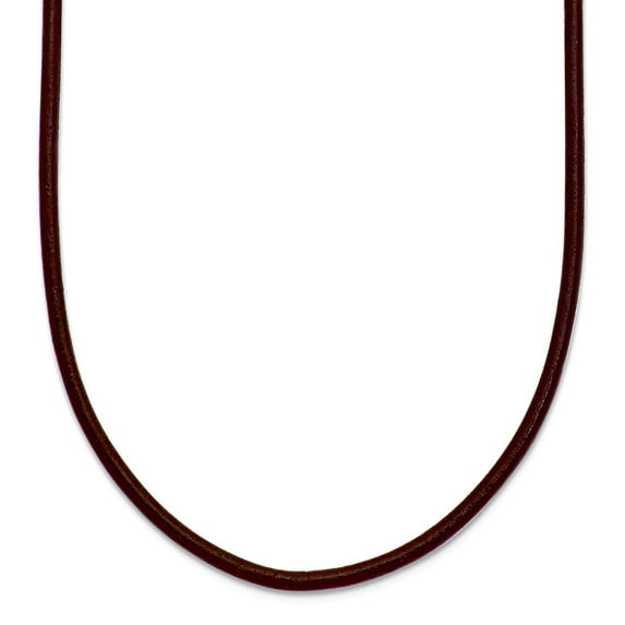 14k Yellow Gold 2mm Brown Leather Cord Necklace 18 Inch Lobster Claw Pendant Necklace for Women
