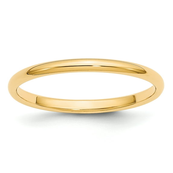 14k Yellow Gold 2mm Half Round Band Size 12
