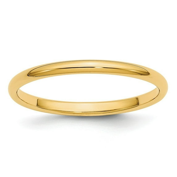 14k Yellow Gold 2mm Half Round Band Size 9.5 Ring
