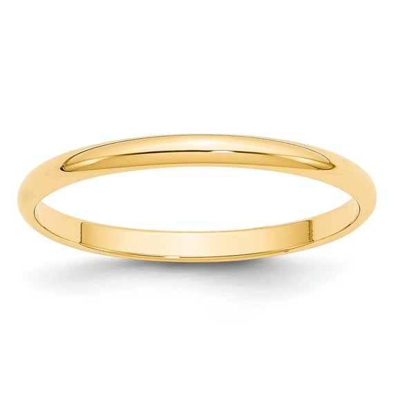 14k Yellow Gold 2mm Lightweight Half Round Band Size 5.5