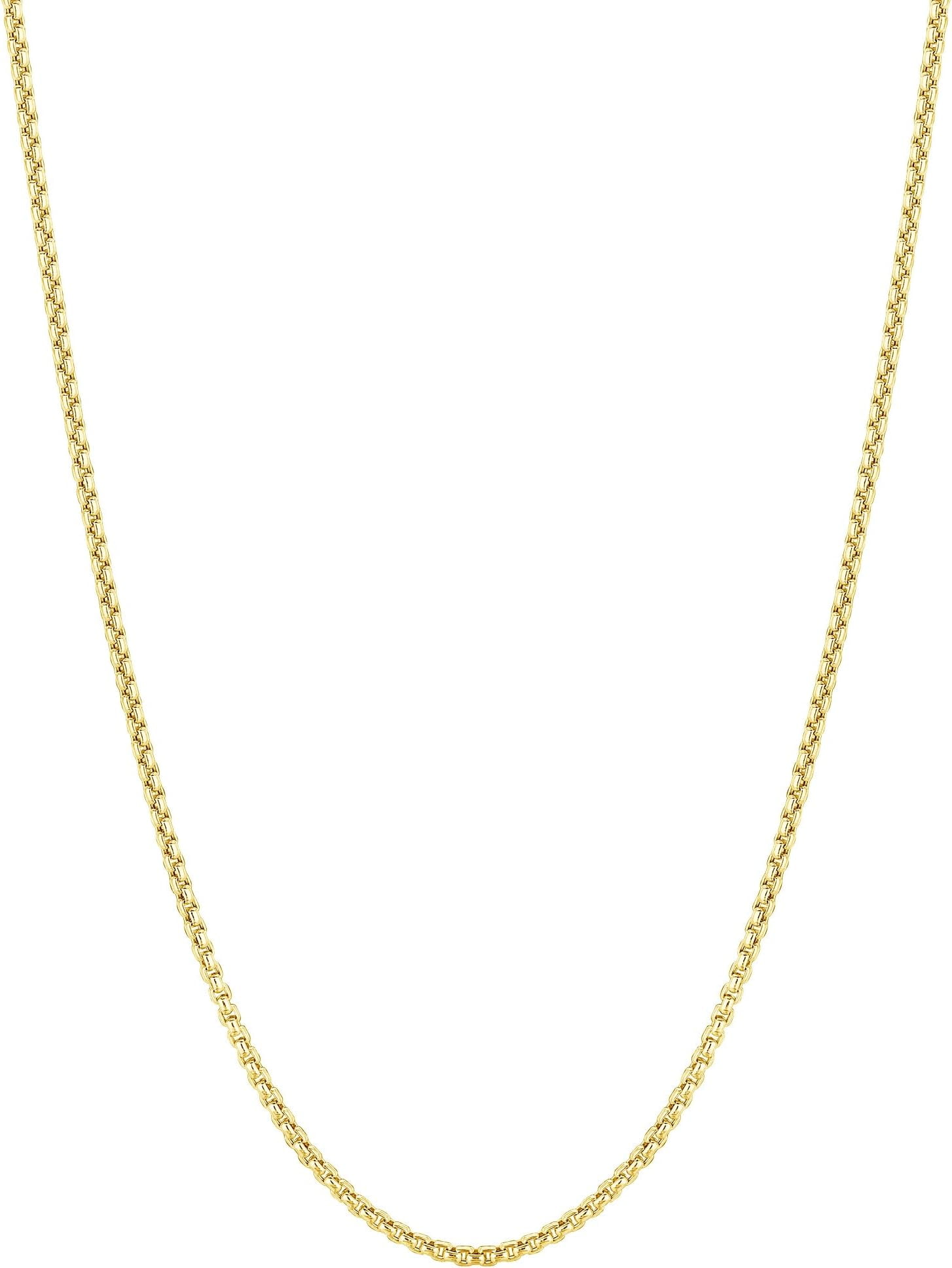 14k Yellow Gold 2mm Lite Round Box Chain Link Necklace