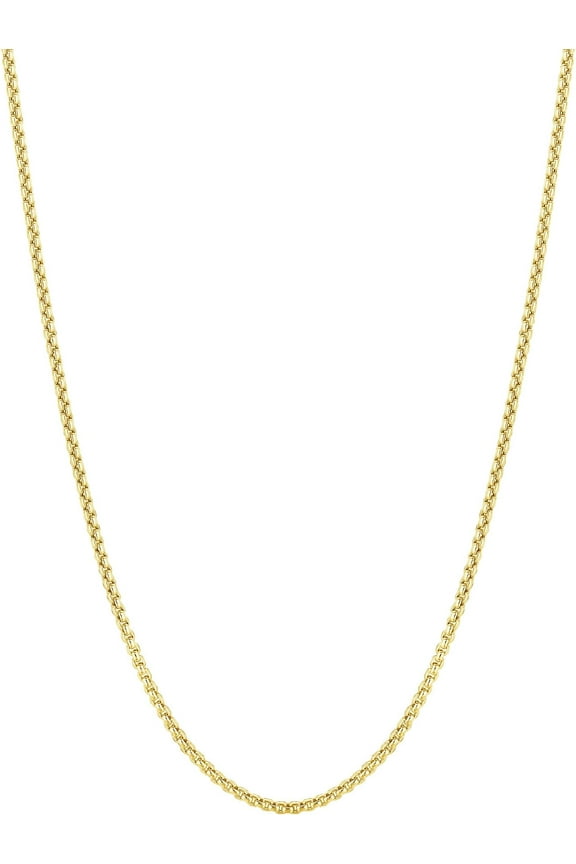14k Yellow Gold 2mm Lite Round Box Chain Link Necklace