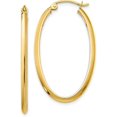 thumbnail image 1 of 14k Yellow Gold 2mm Oval Hoop Earrings - 35mm, 1 of 6
