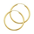 thumbnail image 1 of 14k Yellow Gold 2mm Round Tube Polished Endless Hoop Earrings 30mm Hoop Earring for Women, 1 of 2