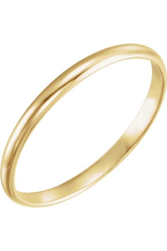 14k Yellow Gold 2mm Small Band Metal Fashion Ring Fine Jewelry For Women Gifts For Her, Size 2