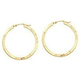 thumbnail image 1 of 14k Yellow Gold 2x30mm Square Sparkle-Cut Florentine Hoop Earrings - 1.5 Grams, 1 of 3