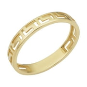 FREMADA KoolJewelry 14k Yellow Gold 3.2 mm Greek Key Band Ring (size 6 - 9) | Jewelry for Women