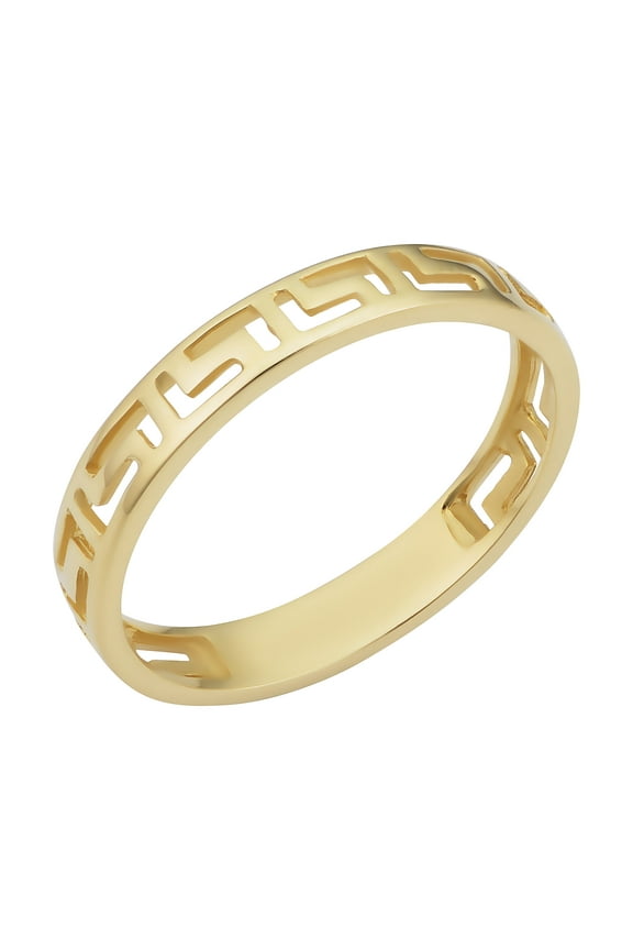 KoolJewelry 14k Yellow Gold 3.2 mm Greek Key Band Ring (size 6 - 9) | Jewelry for Women