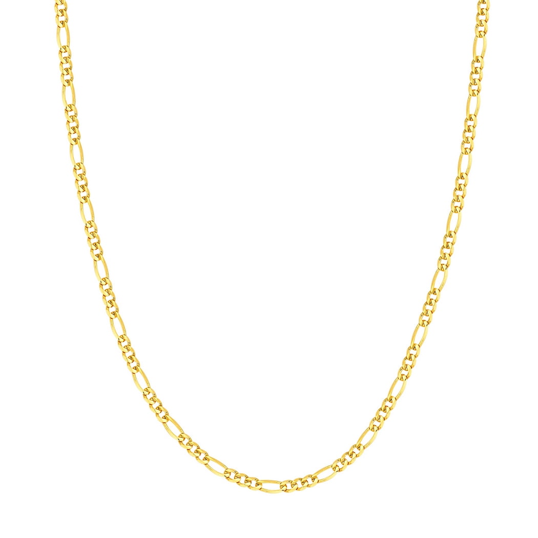 14k Yellow Gold 3.2mm Concave Figaro Chain Necklace Lobster Lock