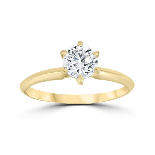 14k Yellow Gold 3/4ct Round Solitaire Diamond Engagement Ring Jewelry ...