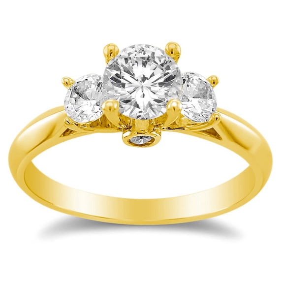 14k Yellow Gold 3/4ct TGW Round-cut Diamonette Engagement Ring