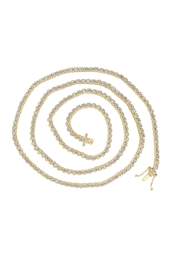 14k Yellow Gold 3 5/8 CTW Natural Diamond Tennis Chain (20 Inch) 16.15 Grams