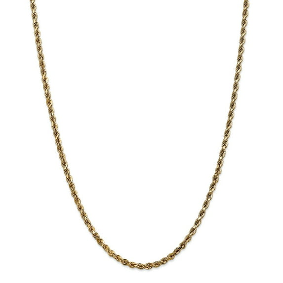 14k Yellow Gold 3.5mm Solid Diamond Cut Rope Chain w/ Lobster Clasp 28"