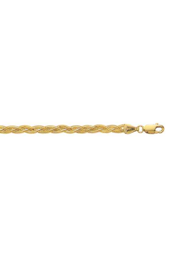 14k Yellow Gold 3.5mm Sparkle-Cut Braided Fox Chain With Lobster Clasp Bracelet - 3.0 Grams - 7 Inch