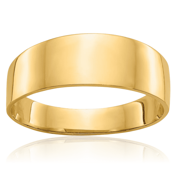 14K Solid Yellow Gold Top Tapered Plain Classic Wedding Band Ring