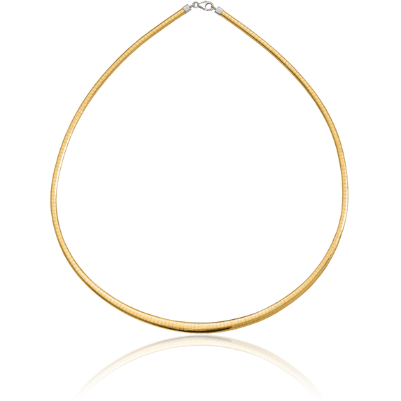 14K Solid Yellow Gold 3/6mm Graduated Reversible Cubetto Omega Snake Chain Herringbone Necklace