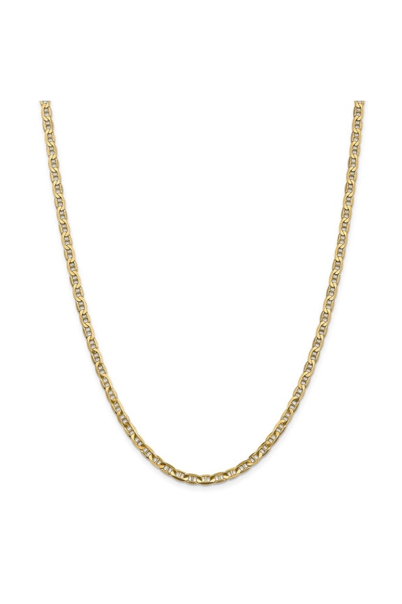 14k Yellow Gold 3.75mm Concave Anchor Chain Necklace Fine Jewelry For Women Gifts For Her, 22"