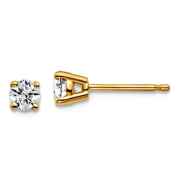 14k Yellow Gold 3/8 Carat Total Weight Round VS SI D E F Lab Grown Diamond 4 Prong Stud Post Earrings 3mm long Stud Earr