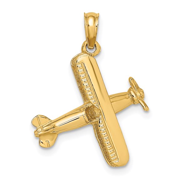14k Yellow Gold 3-D Bi-Plane Charm Pendant Fine Jewelry For Women Gifts For Her