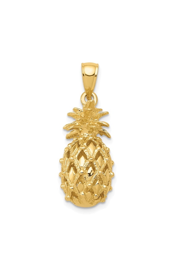 14k Yellow Gold 3-D Cut-Out Pineapple Pendant