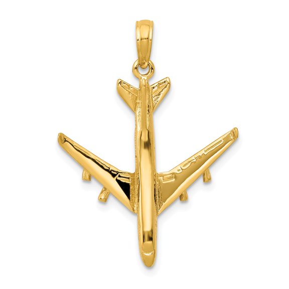 14k Yellow Gold 3-D Jet Pendant Charm