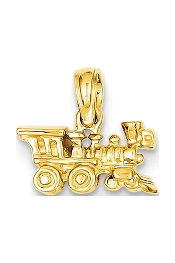 14k Yellow Gold 3-D Miniature Train Charm Pendant