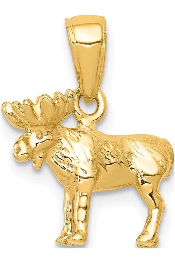14k Yellow Gold 3-D Moose (14x16mm) Pendant / Charm