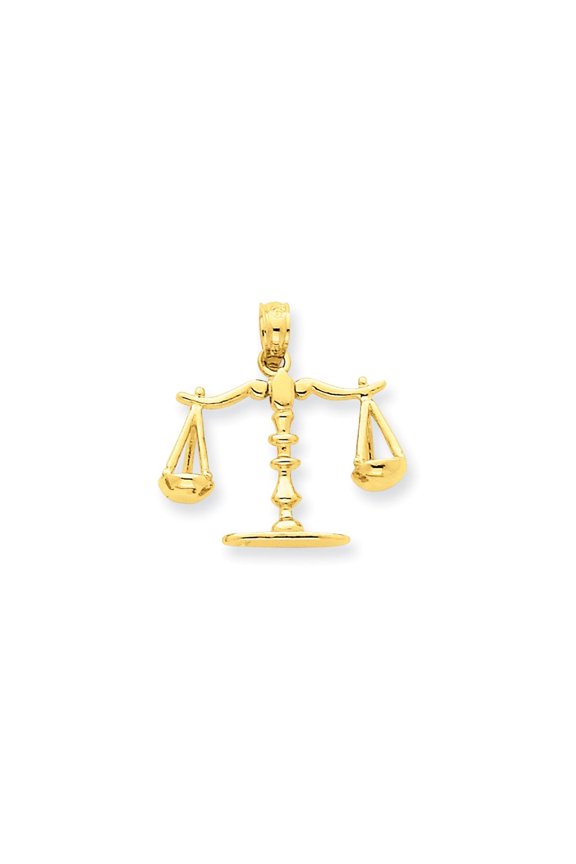 14k Yellow Gold 3-D Moveable Scales of Justice Pendant - 1.6 Grams - Measures 20x20mm