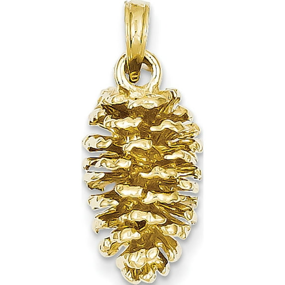 14k Yellow Gold 3-D Pinecone (10x24mm) Pendant / Charm