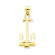 14k Yellow Gold 3 D T Bar Style Nautical Anchor Ship Wheel Mariners Pendant Charm Necklace Seashore Fine Jewelry For Women Gifts For Her