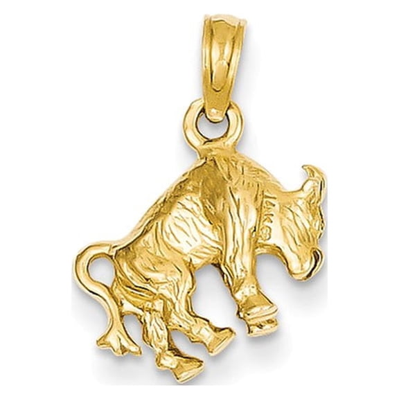 14k Yellow Gold 3-D Taurus Zodiac Charm Pendant