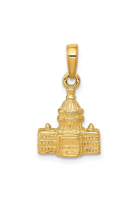 14k Yellow Gold 3-D Washington D.C. Capital Building Pendant