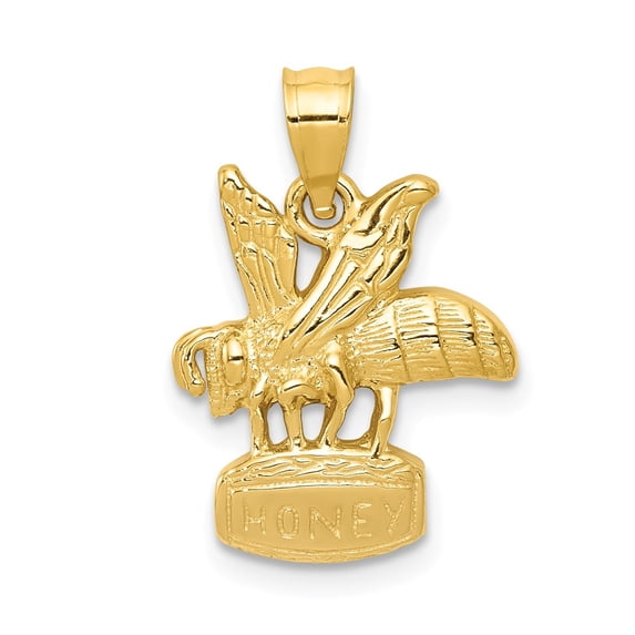 14k Yellow Gold 3-Dimensional Honey Bee Pendant