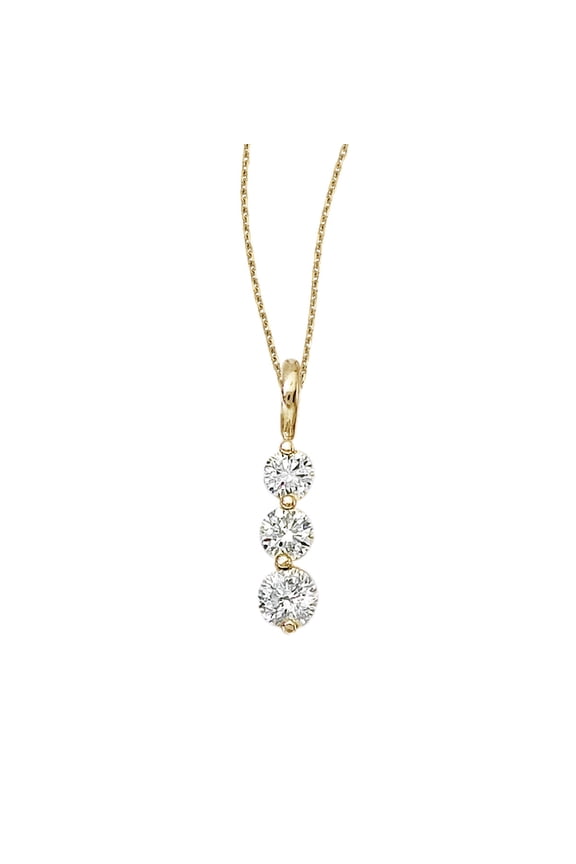 14k Yellow Gold 3 Stone Diamond Drop Pendant