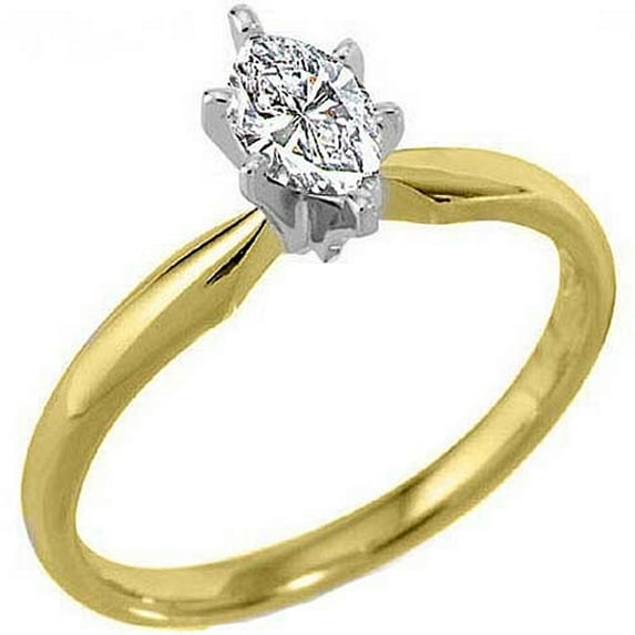 14k Yellow Gold .30 Carats Solitaire Marquise Diamond Engagement Ring