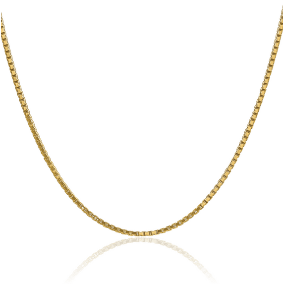 14K Solid Yellow Gold 1mm Box Link Chain Necklace