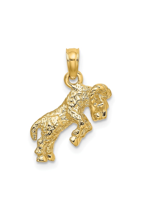 14k Yellow Gold 3D Aries Zodiac Charm Pendant