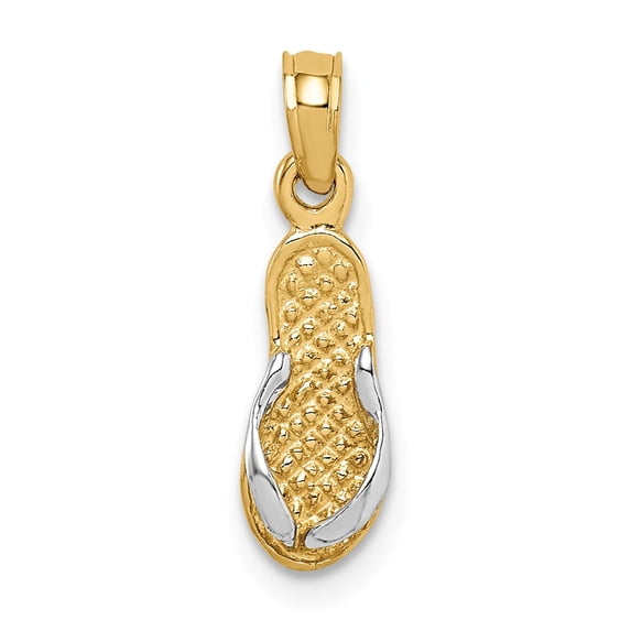 14k Yellow Gold 3D Single Flip-Flop Pendant Charm