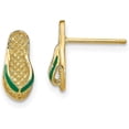 thumbnail image 1 of 14k Yellow Gold 3D W/Green Enamel Flip-Flop Earrings - 11.8mm, 1 of 6