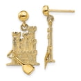 thumbnail image 1 of 14k Yellow Gold 3D with  Shovel Sand Castle Dangle Earrings, 1 of 3