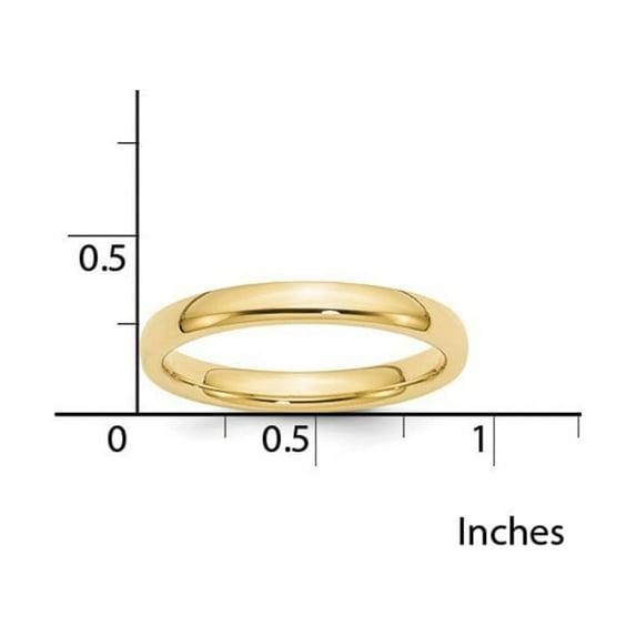 14k Yellow Gold 3mm Comfort-Fit Band Ring - 4.4 Grams - Size 10