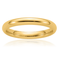 14K Solid Yellow Gold 3mm Comfort Fit Plain Classic Wedding Band Ring