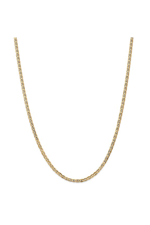 14k Yellow Gold 3mm Concave Anchor Chain Necklace Fine Jewelry For Women Gifts For Her, 20"