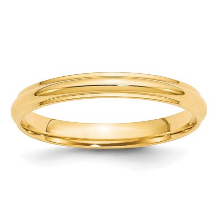 14k Yellow Gold 3mm Half Round with Edge Wedding Band Size 7.5 HRE030