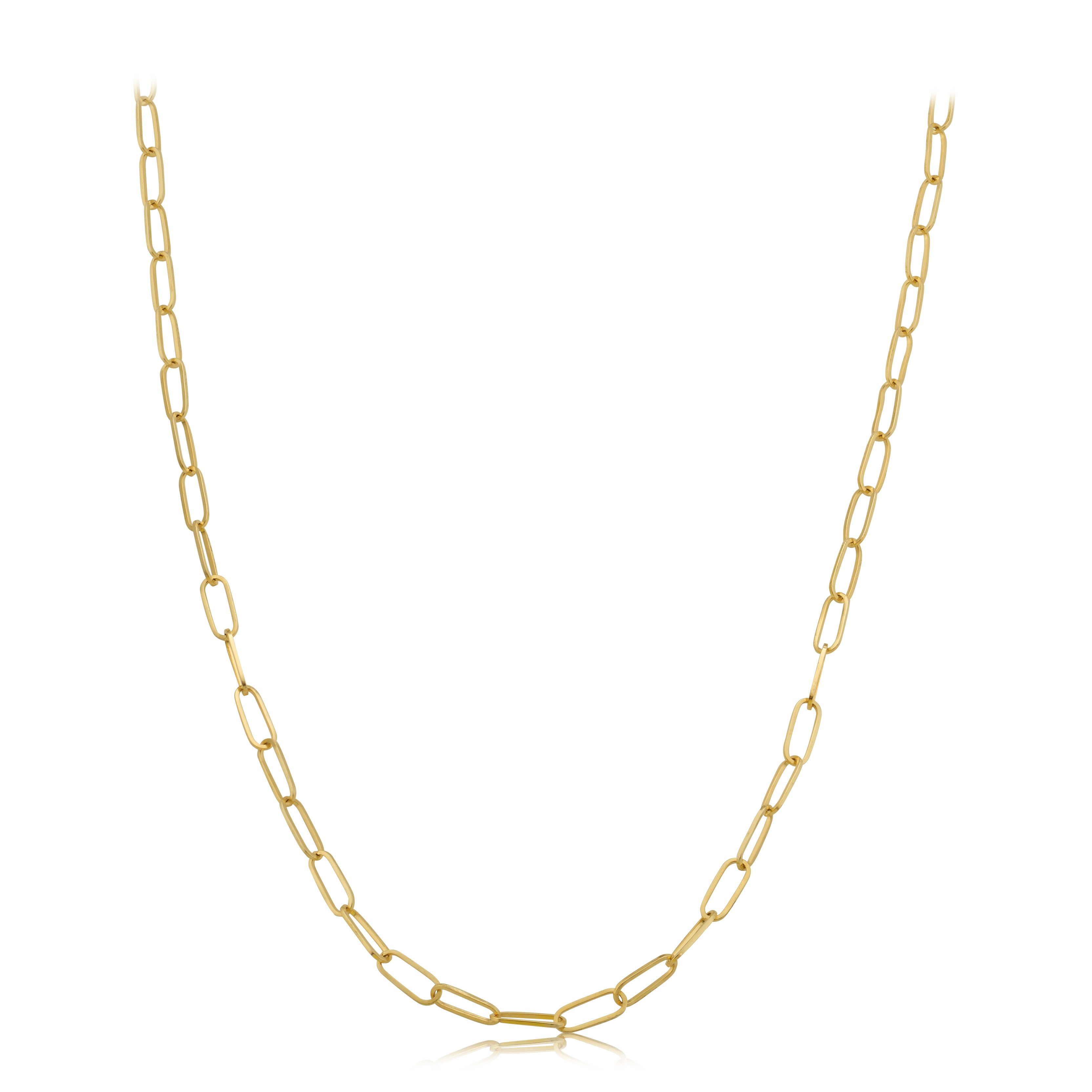 14k Yellow Gold 3mm Paper Clip Link Necklace (22")