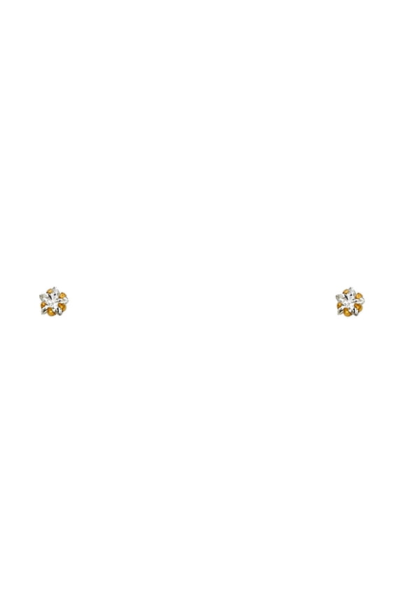 14k Yellow Gold 3mm Star Cubic Zirconia St Screw Stud Earrings Stud Earring for Women
