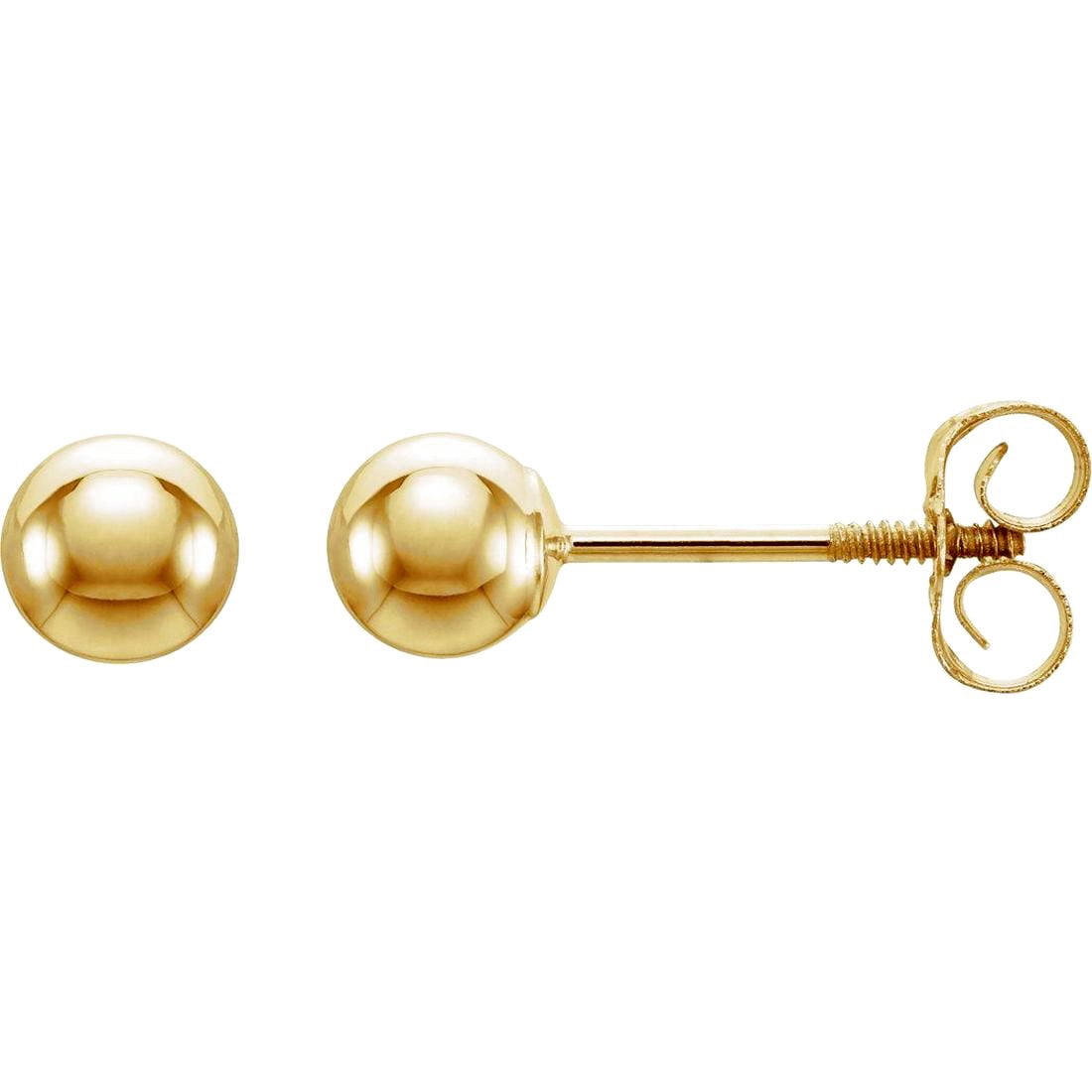 14k Yellow Gold 3mm Threaded Backs Included Polished Ball Stud Earrings Ball Earring for Women
