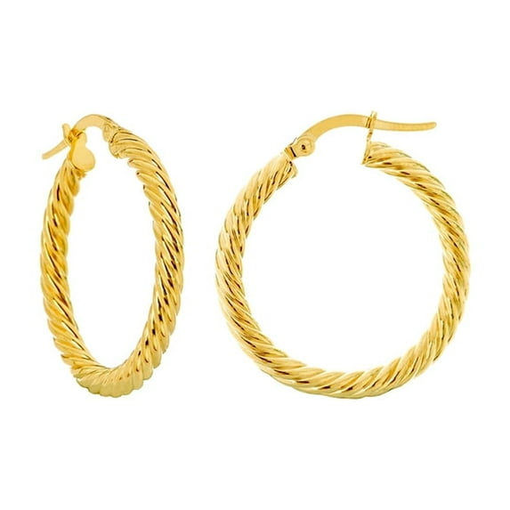 14k Yellow Gold 3x25mm Rope Twist Hoop Earrings Hoop Earring for Women - 1.9 Grams