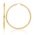 thumbnail image 1 of 14K Solid Yellow Gold Round Tube Large Hoop Earrings, 1 of 10