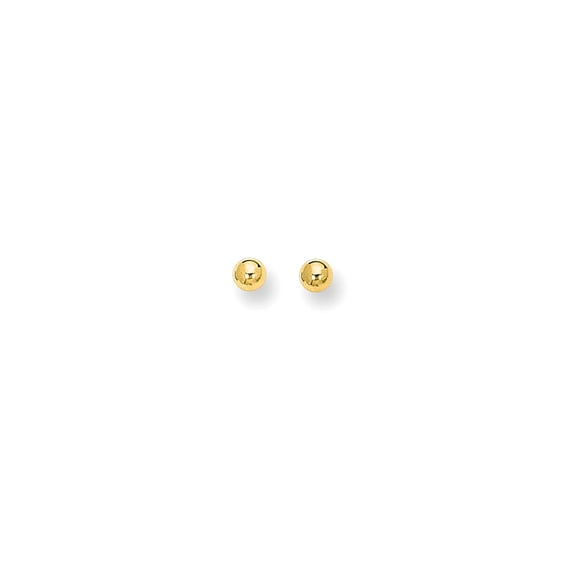14k Yellow Gold 4.0mm Shiny Ball Post Earrings Ball Earring for Women